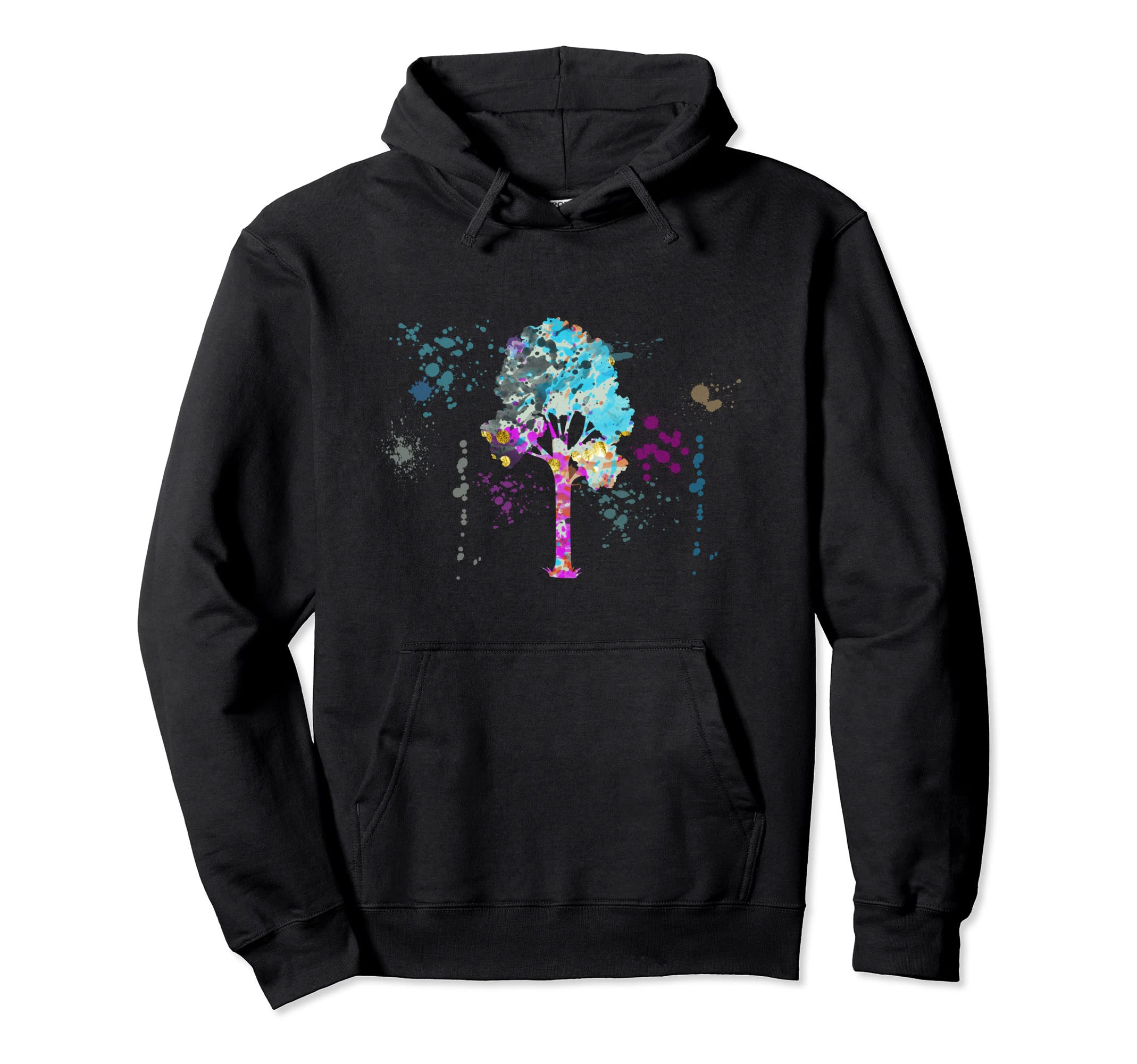 Alstonia scholaris Colorful Watercolor Silhouette Pullover Hoodie