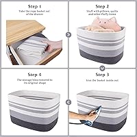 Vista 5 de WISELIFE Cesta de almacenamiento de 3 unidades, lavandería, manta, cuerda de algodón y cestas tejidas para organizar, almacenamiento de juguetes