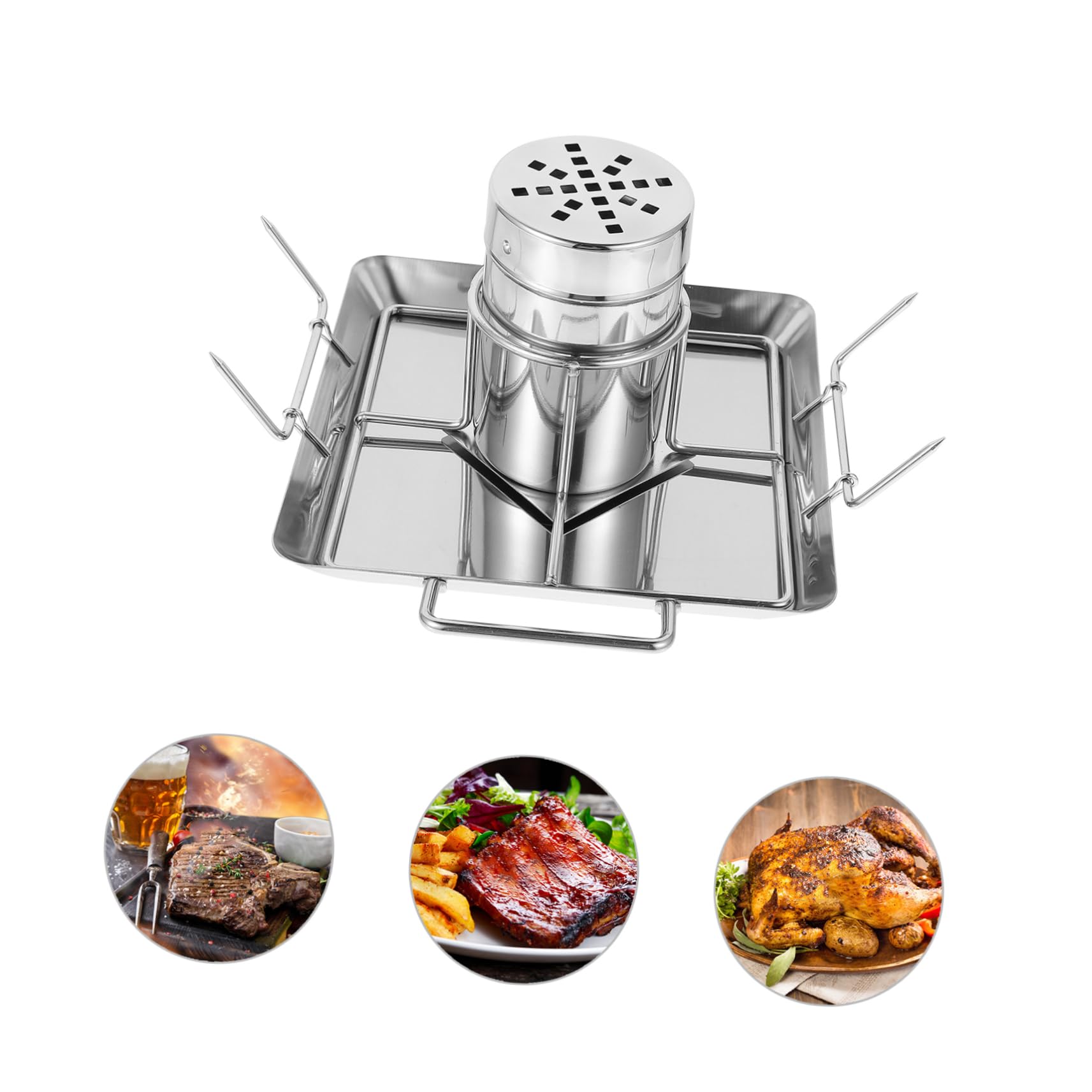 Patelnia Do Pieczenia Ruszt Do Grilla Stojak Do Grilla Na Zewnątrz Kemping Grill Uchwyt Do Pieczenia Kurczaka Nieprzywierający Srebrny