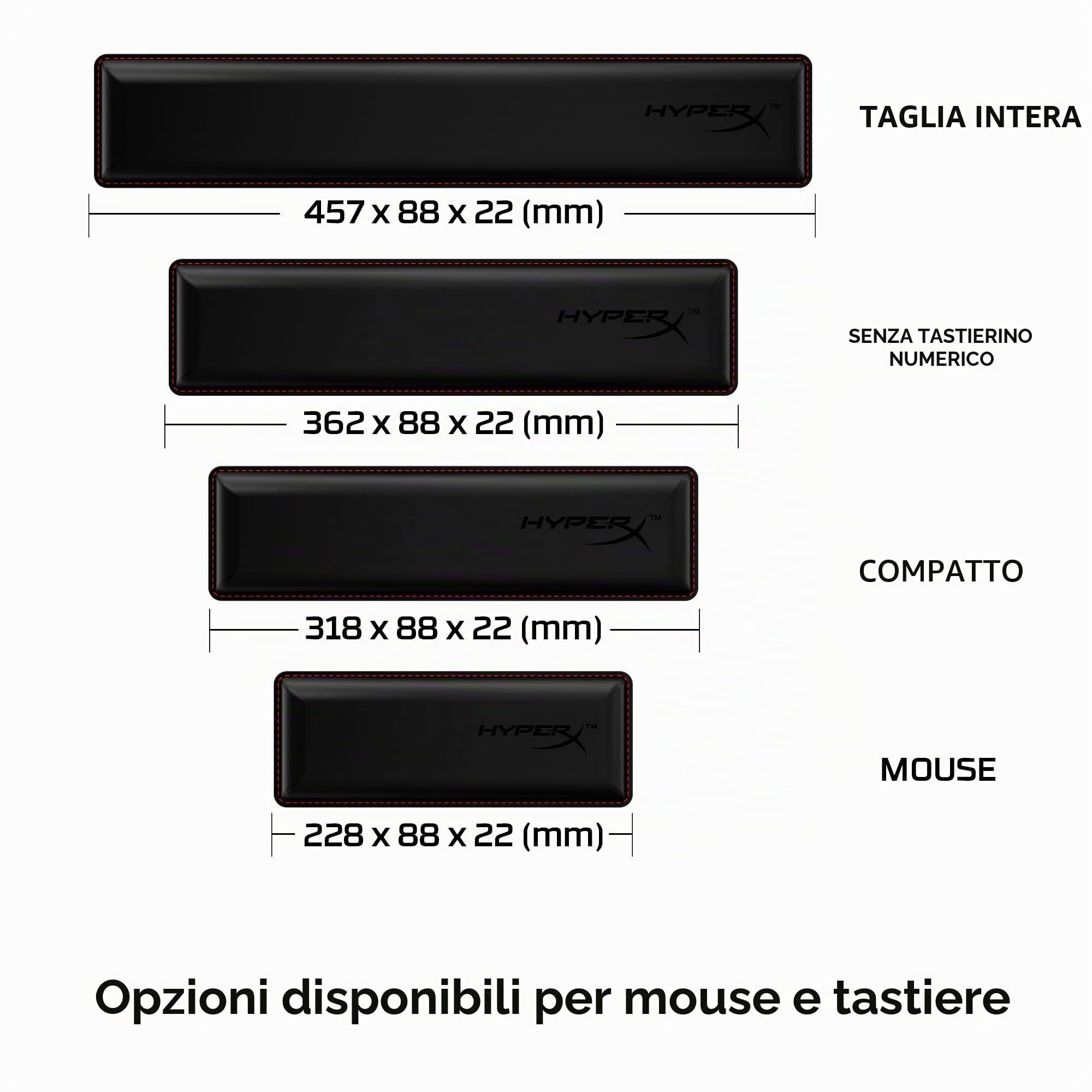 HyperX Wrist Rest Poggiapolsi per tastiere Memory Foam in Gel Anti-Scivolo Ergonomico Nero