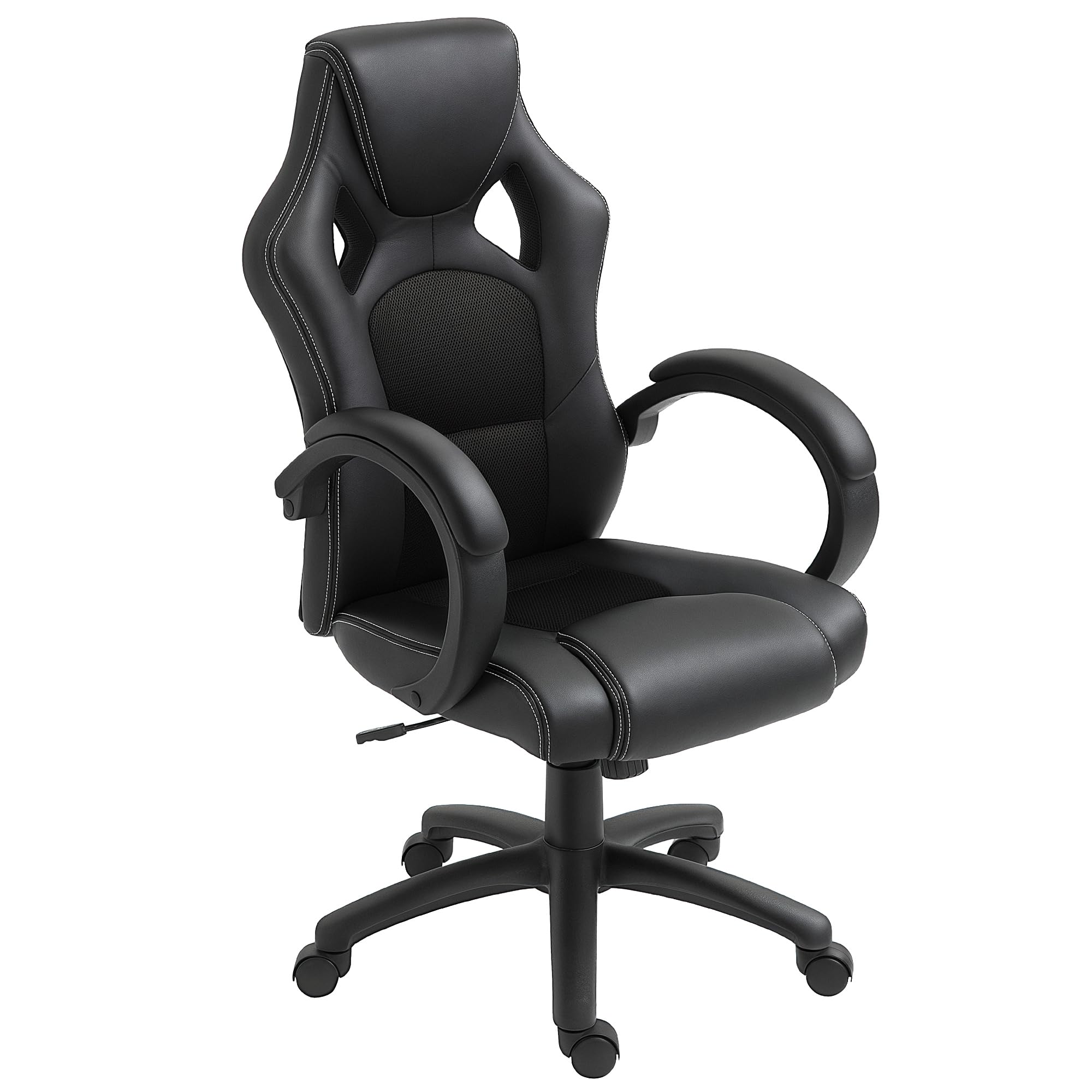HOMCOM Silla de Oficina con Función Basculante 71x61x108-118 cm Negro