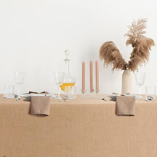 Miniatura 5 de Mantel rectangular de arpillera natural para casa de campo mantel rústico marrón yute mantel de mesa para fiestas hogar cocina mesa interior 1