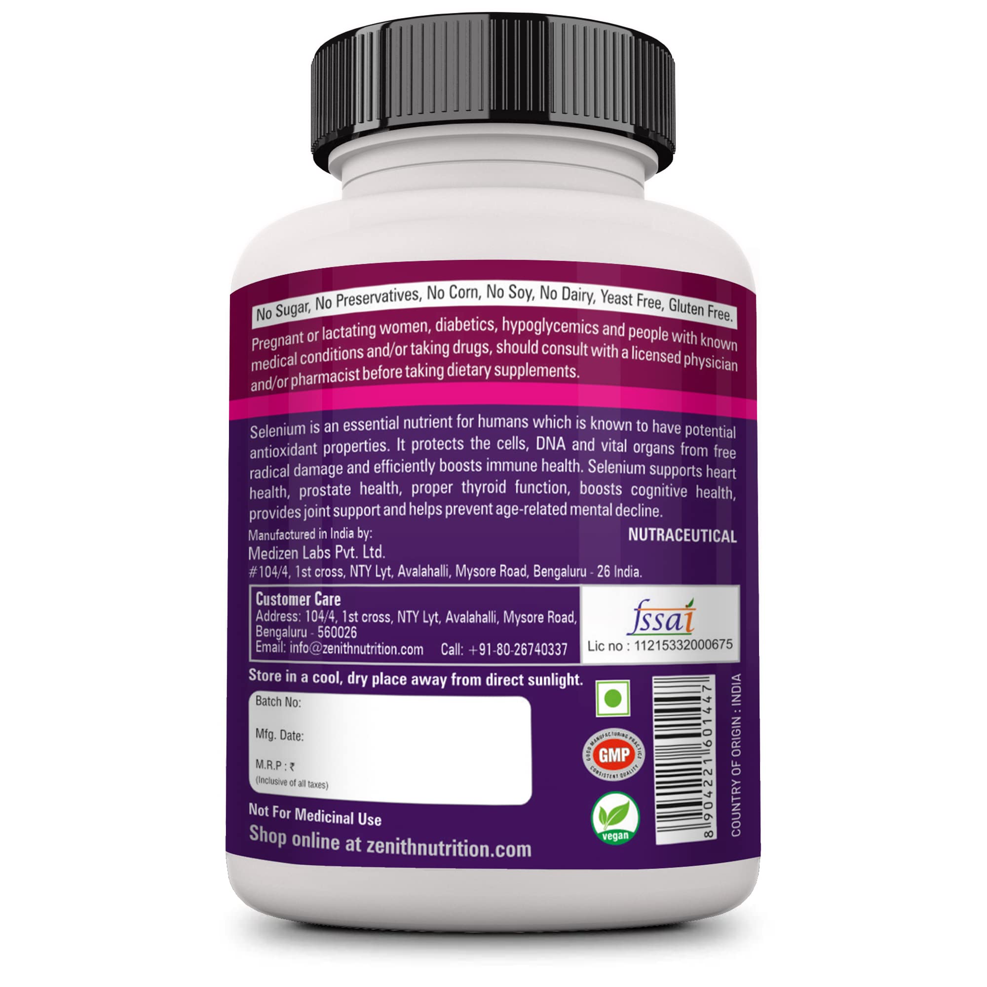 Zenith Nutrition Selenium 40 mcg - 120 Capsules 1
