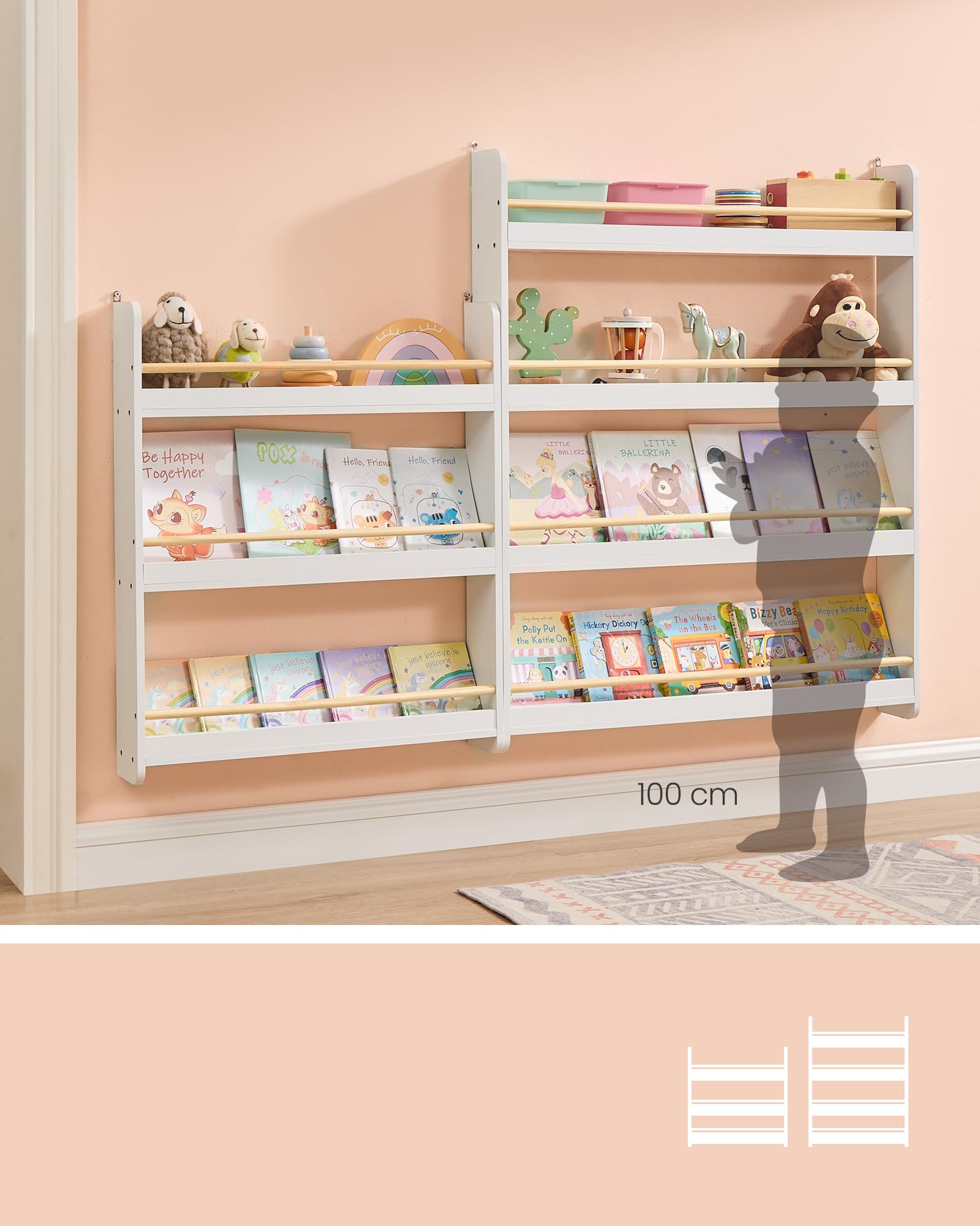 Libreria Montessori Bambini Con Ruote - Scaffale Legno Per Libri E