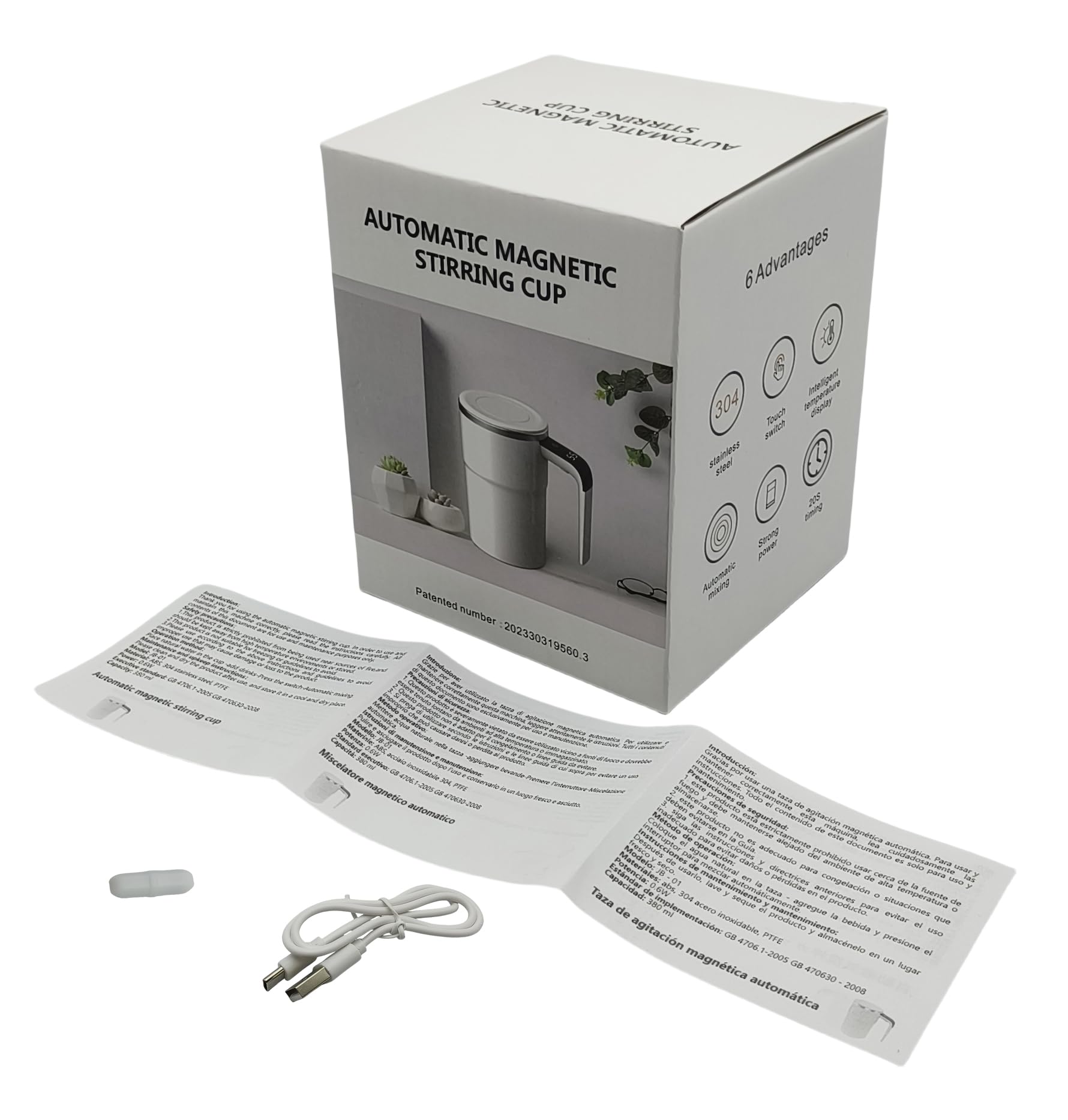 Self stirring Coffee Mug Auto Stirring Coffee Mug chargeable Automatic Mixing Cup w/LCD Temperature display Thermometer for Coffee Milk Yeast Enzyme Soya Flour Meal Replacement Powder(Black)