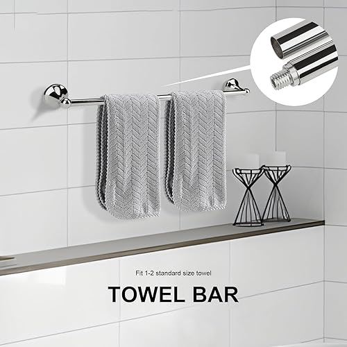 Miniatura 2 de Juego de accesorios de baño cromados de 4 piezas, juego de toallero de 23.6 pulgadas, juego de toallero, juego de toallero de baño