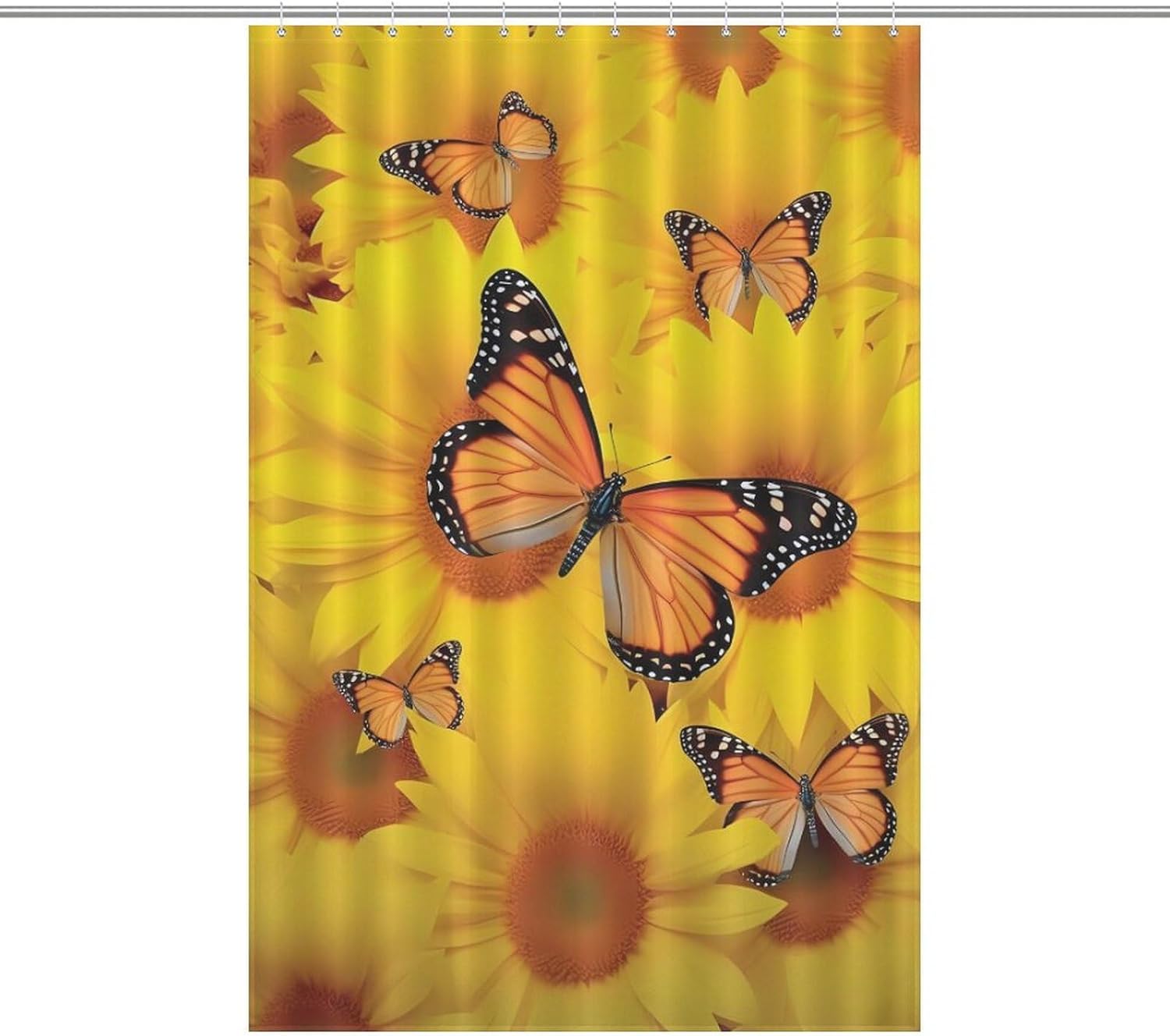 Sunflower Flowers Butterfly Funny Shower Curtains Washable Bath Curtain Liner with Hooks for Bathroom Bath Tubs