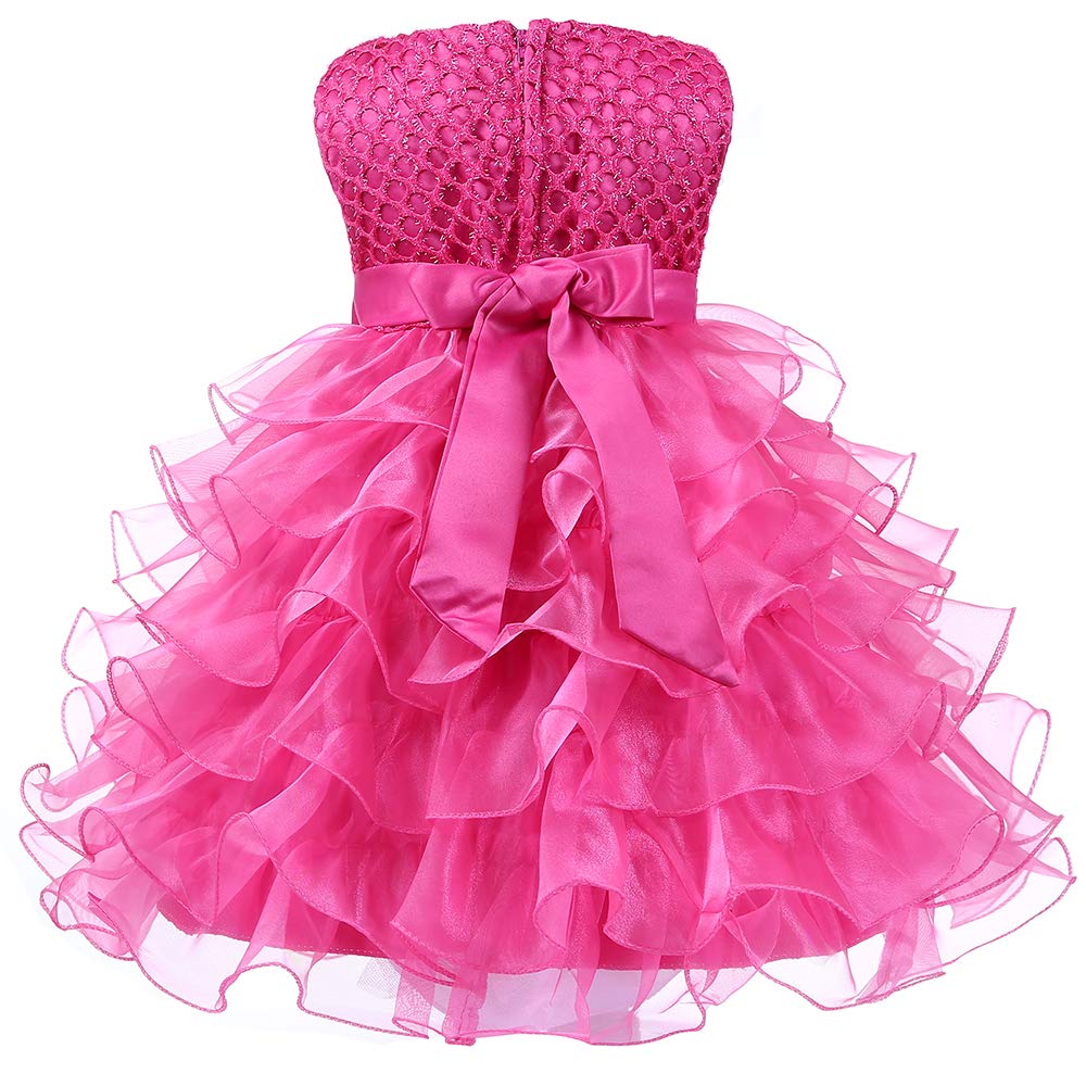 Jup'Elle Vestido de encaje con volantes para niña, fiesta, boda, vestido de niña de flores
