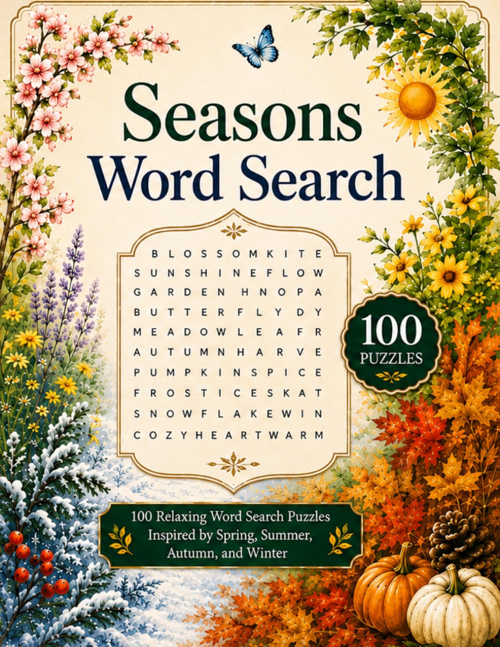 Seasons Word Search: 100 Relaxing Seasonal Word Search Puzzles for Adults, Seniors & Teens