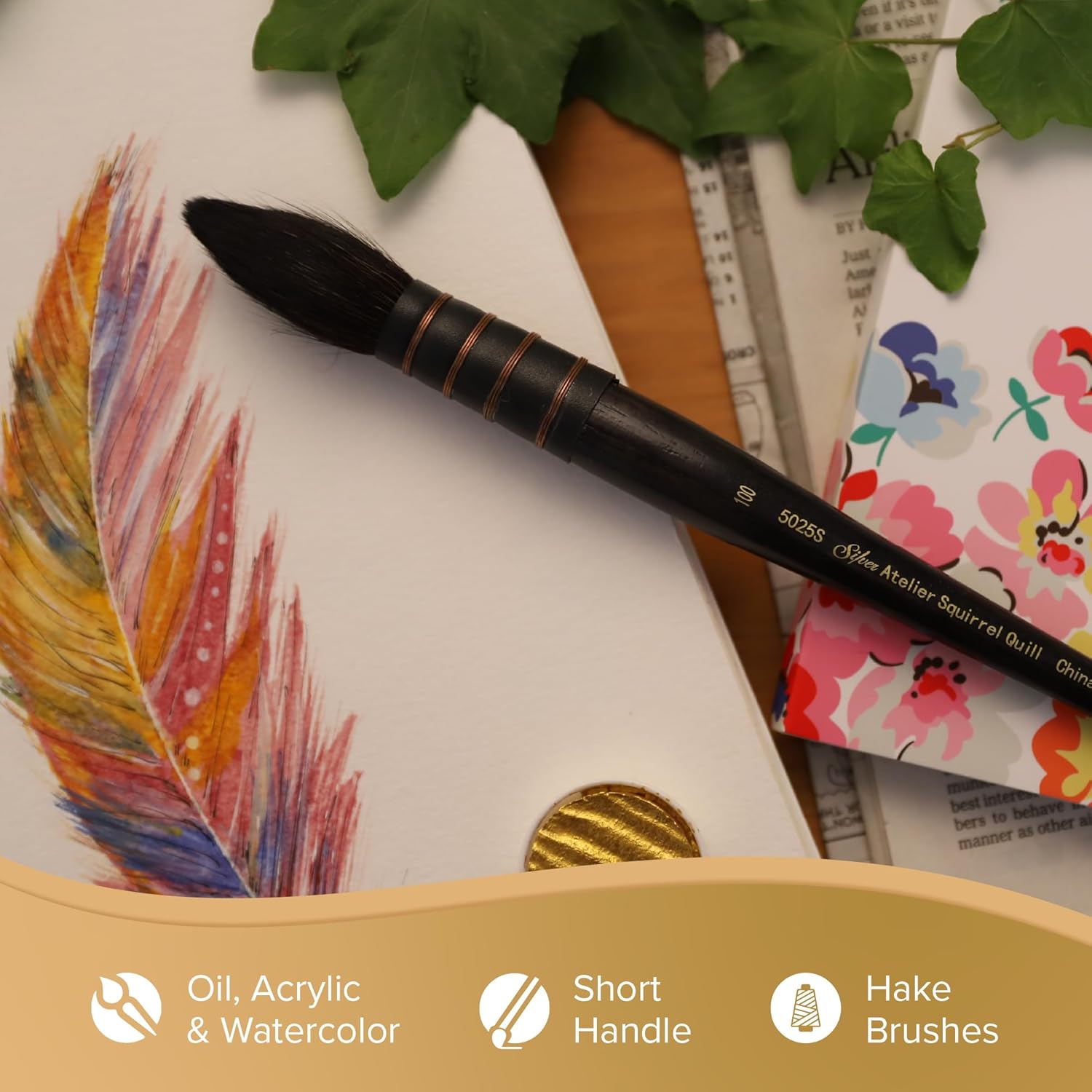 Silver Brush Limited QL-5356S Silver Aterlier 4pc Stroke Set, Premium Short Handle Full Bodied Quill Paintbrushes with Natural & Synthetic Mixed Filaments for Watercolor and All Water-Based Media