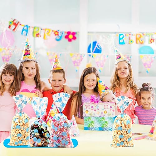 Miniatura 188 de COQOFA 100 bolsas de regalo de estrella rosa de 7 x 12 pulgadas, bolsas de regalo de celofán, bolsas de regalo de fiesta, bolsas de plástico Rosado