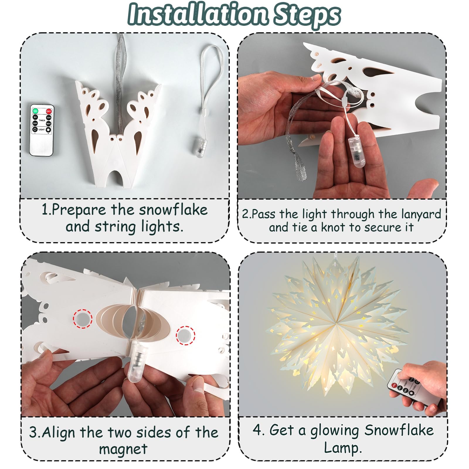 5 Stück Weihnachten Papier Schneeflocke Laternen Weihnachten Papier Stern Laterne mit LED Licht Weiß Hängelampe Ornamente für Weihnachtsbaum Neujahr Winter Frozen Hochzeiten Geburtstag Urlaub Party