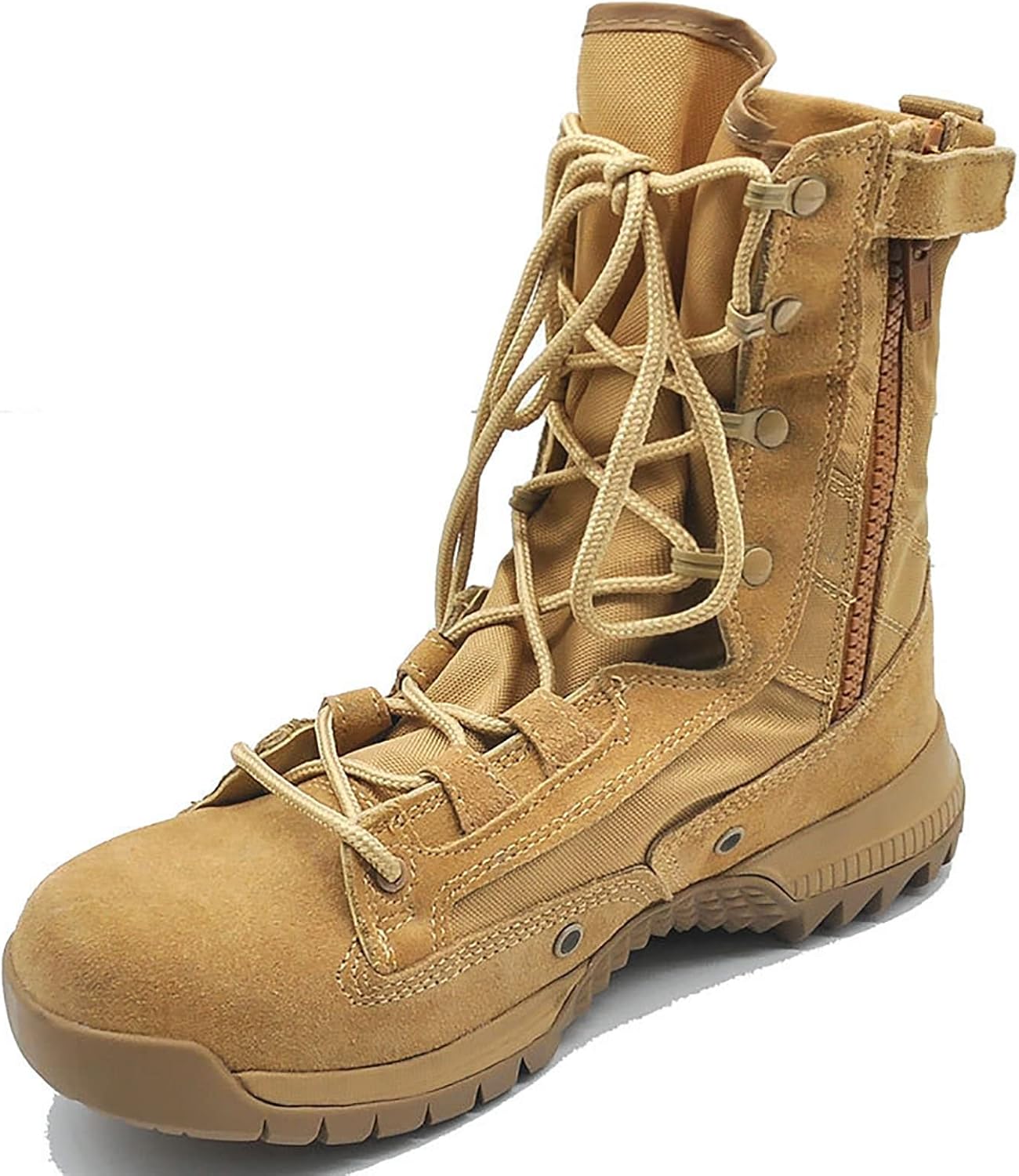 CLSQLXYJZC Men's High-top Tactical Military Boots, Spring SummerComfort Durable Sand Suede Leather Desert Boots, Outdoor Lace-Up Sports Breathable Training Shoes