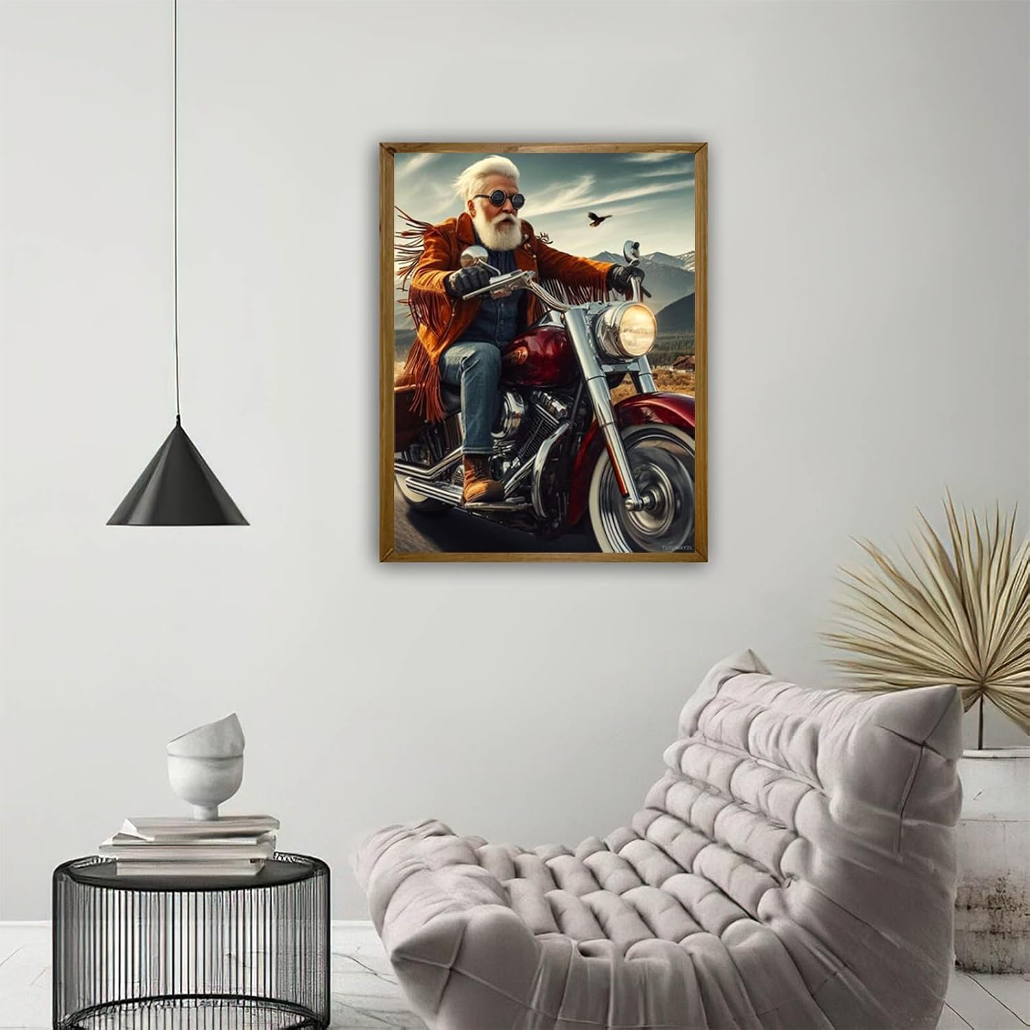 DIY 5D Diamond Painting Kits for Adults Diamond Art Old Man on A Motorcycle Diamond Painting Full Drill Crystal Rhinestone Embroidery Craft Kits for Home Wall Decor Gifts 12x16inch