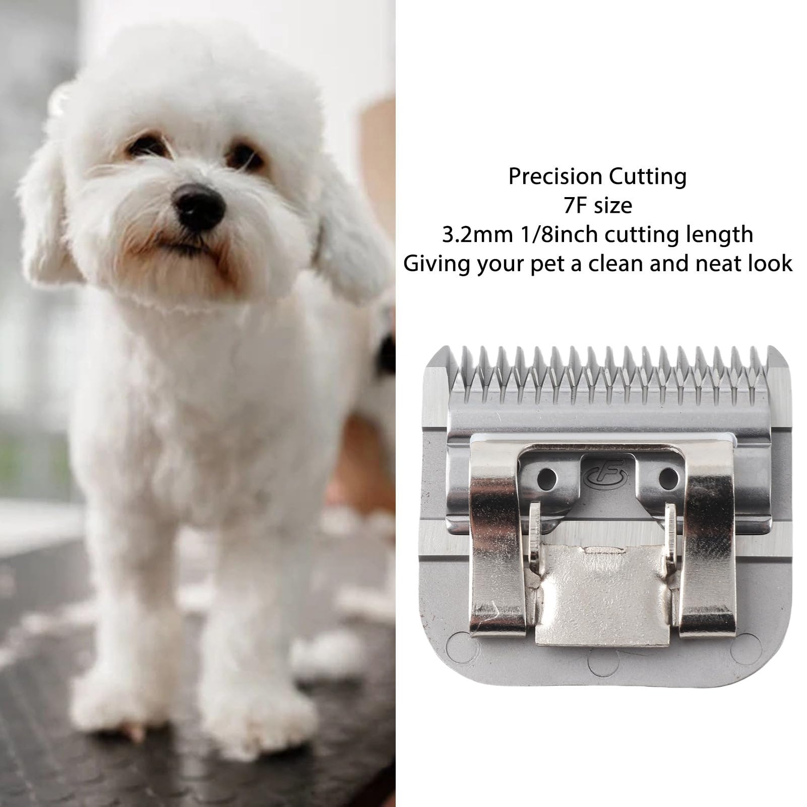Cortapelos para Mascotas Desmontable, Cuchillas para Cortapelos para Mascotas, Tamaño 7F, 3,2 Mm, Cuchilla para Cortapelos Desmontable de Acero Carbonizado con Dientes Profundos,
