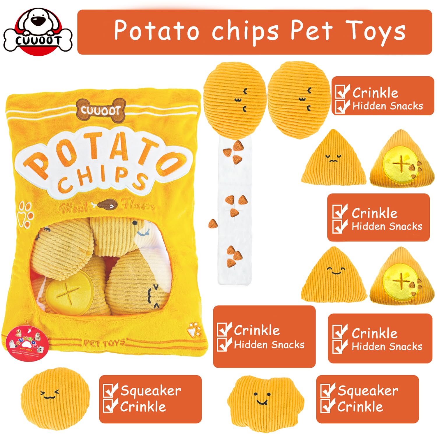 CUUOOT Dog Snuffle Toys Crinkly Squeaky Enrichment Dog Toys Interactive Plush Treat Puzzle Toy for Small Medium and Large Dogs - Image 2