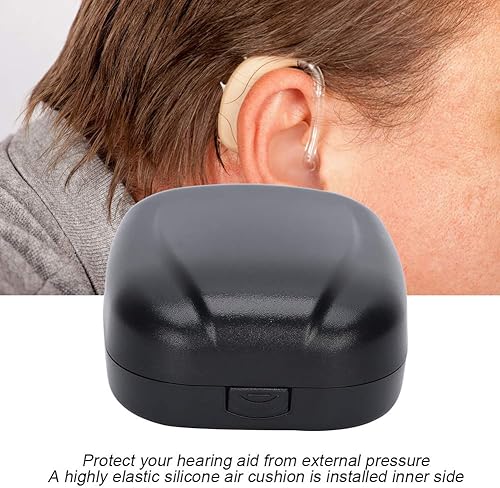 Miniatura 9 de Estuche para audífonos duro, tamaño de bolsillo, impermeable, estuche de viaje para niños, adultos, personas mayores (negro)