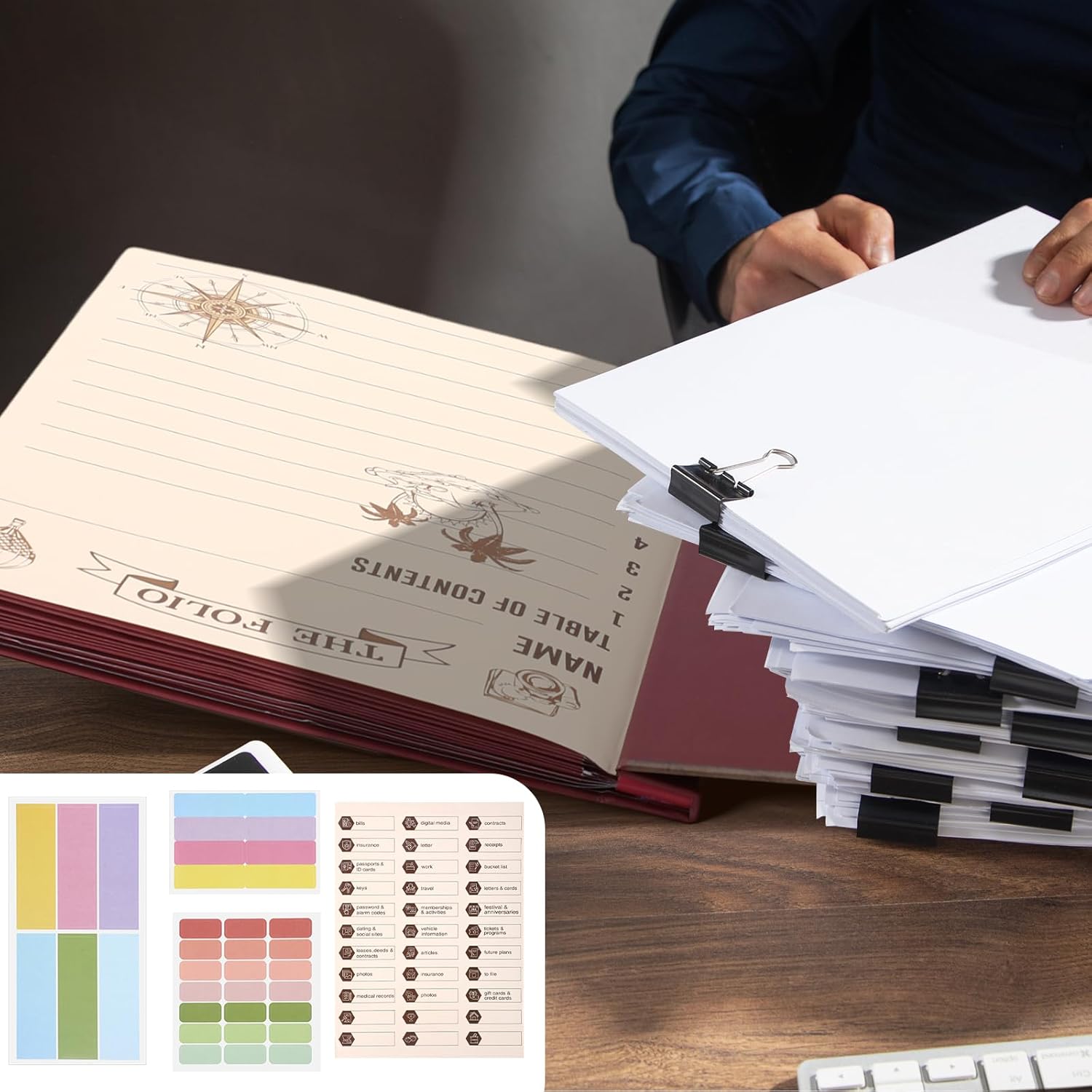 Funrous Important Document Organizer 2026 Life Book Document Binder in Case I Go Missing File Organizer with Labels Expanding File Folder for Family Papers Birth Certificates Christmas New Year Gifts