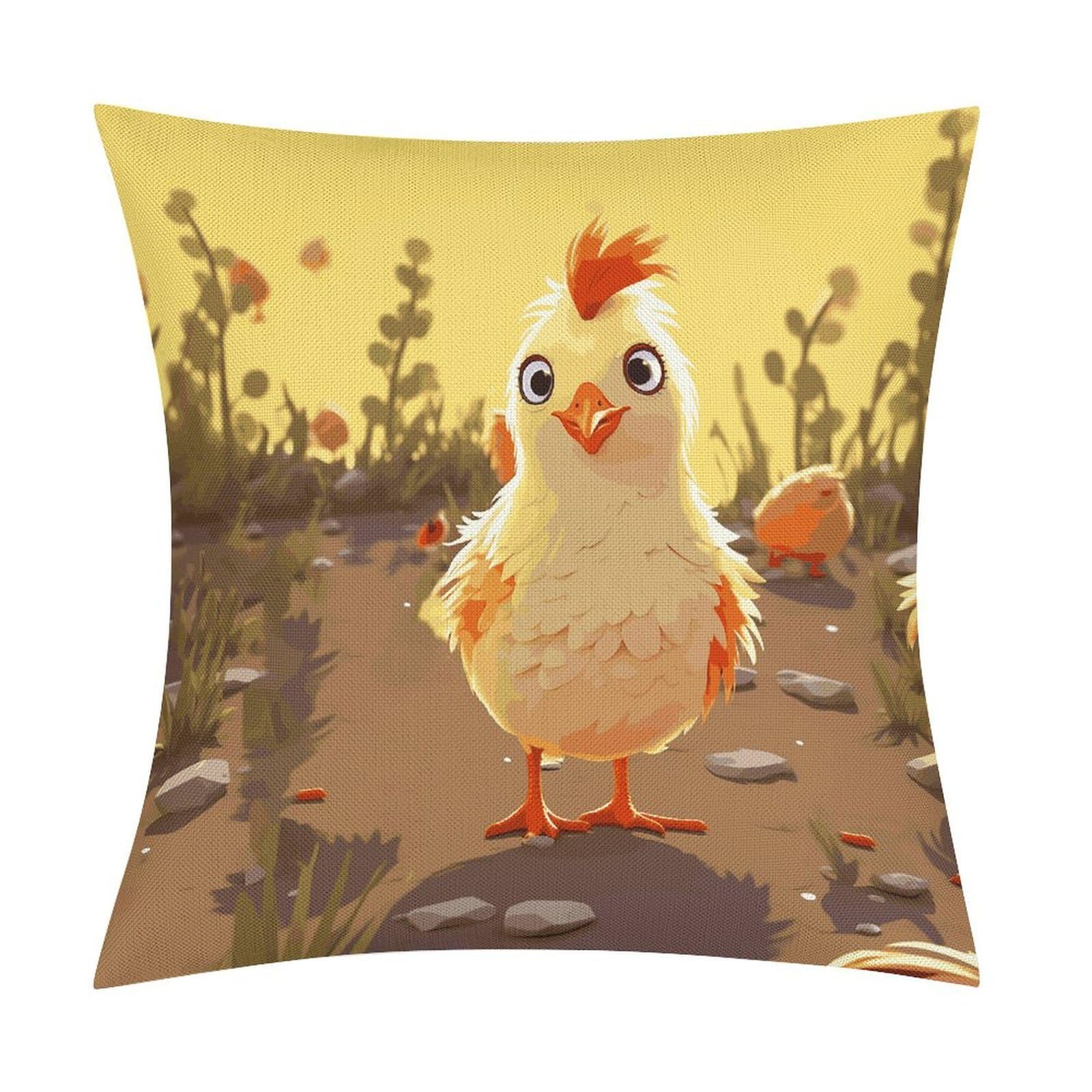JTREHY Chicken Chick Throw Pillow Covers Farmhouse Pillow Cover Standard Pillow Shams Decorative Square Pillowcases Soft Pillow Cases Wrinkle Fade Resistant for Couch Home 18x18 Inch