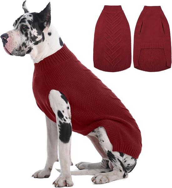 IECOii Pull dogue allemand, pull pour chiens de très grande race, chandail pour chiens de très grande taille, vêtements de Noël, pull d'hiver épais et chaud pour chiens mâles ou femelles