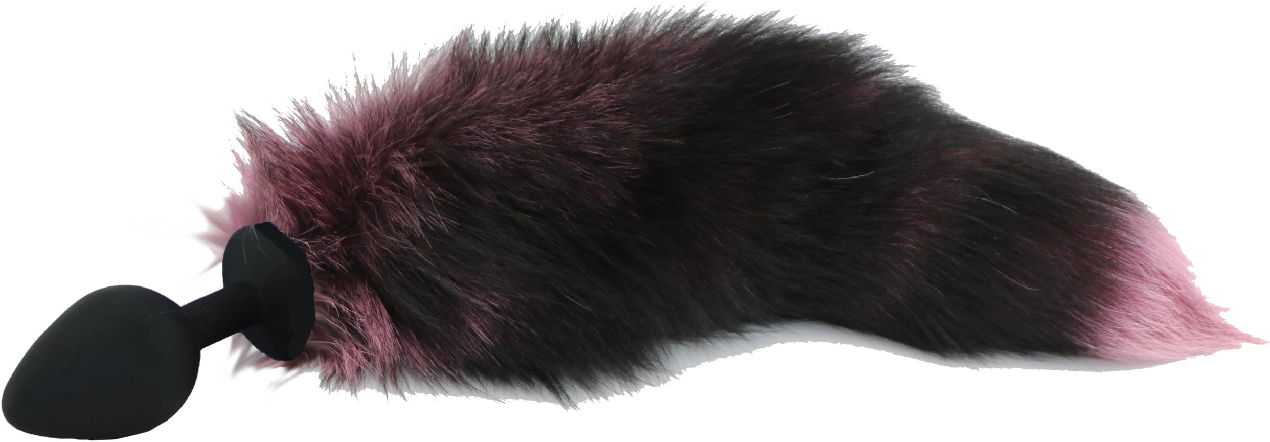 Sunset Novelties Silver Fox Tail Dyed Baby Pink on ACE Silicone Anal Plug, Medium