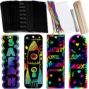 Supla 36 Sets Magic Rainbow Scratch Bookmarks Making Kit