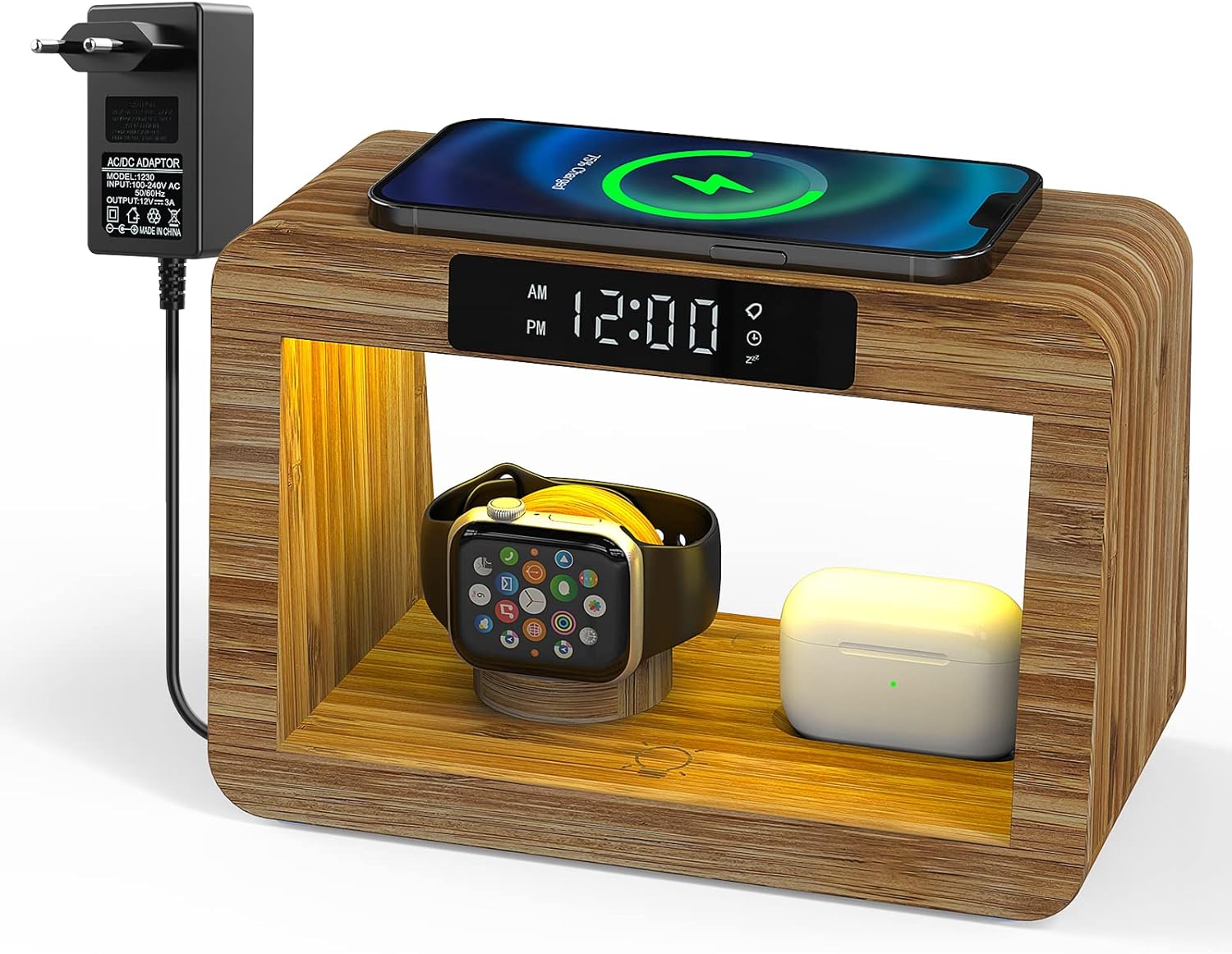 Wireless 5 in 1 Charging Station, Fast Wireless Charger with Digital