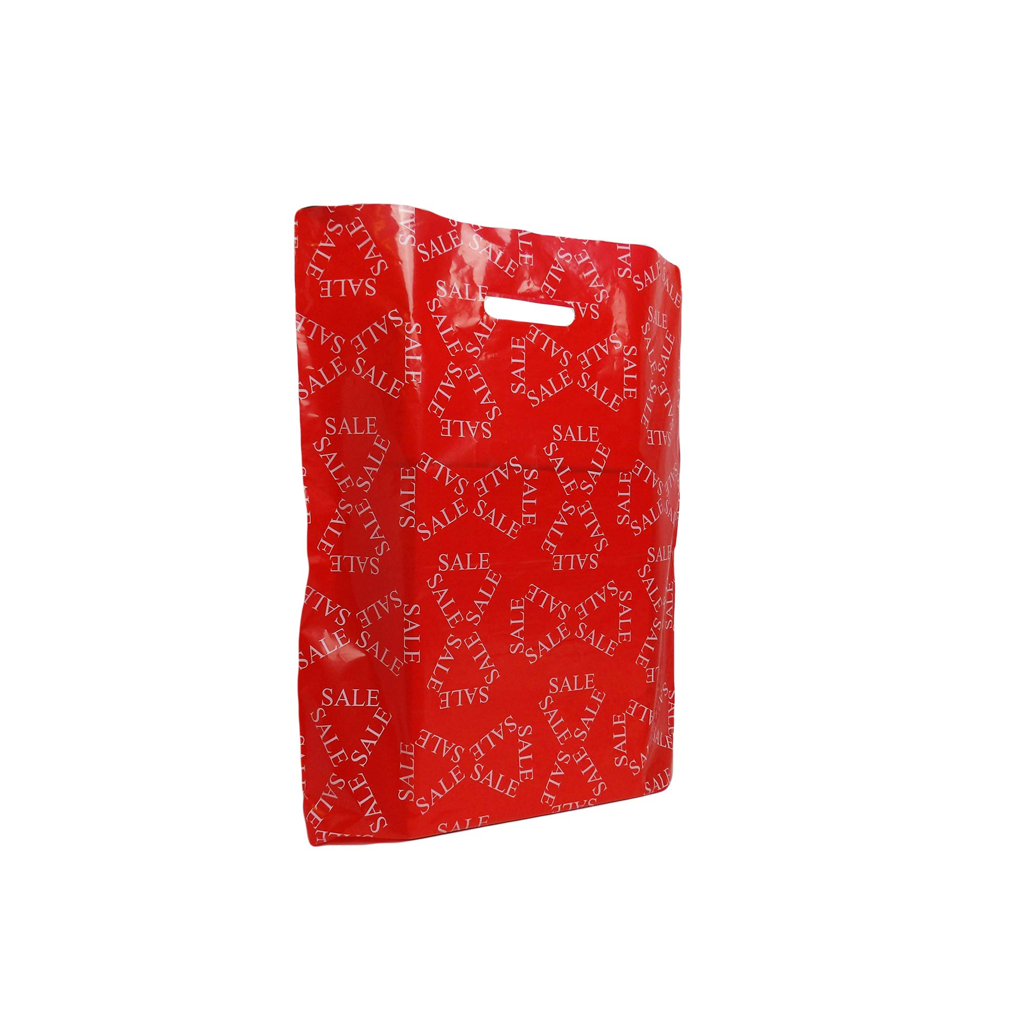 200x Red Sale Plastic Carrier Bags-15" x 18" x 3" Large Coloured Bag-Reusable Retail Market Traders Fashion Colored Carriers Bags