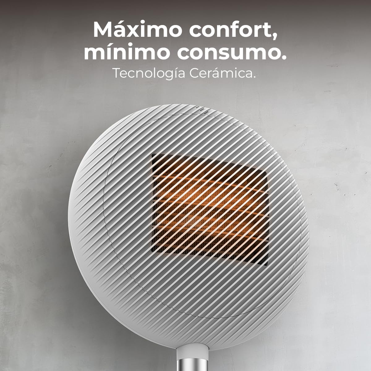 Cecotec Calefactor Cerámico de Pie con Mando a Distancia ReadyWarm 2100 Sun. 2000W, 2 Potencias, Bajo Consumo, Pantalla LED, Control Táctil, Termostato Ajustable, Oscilación Automática