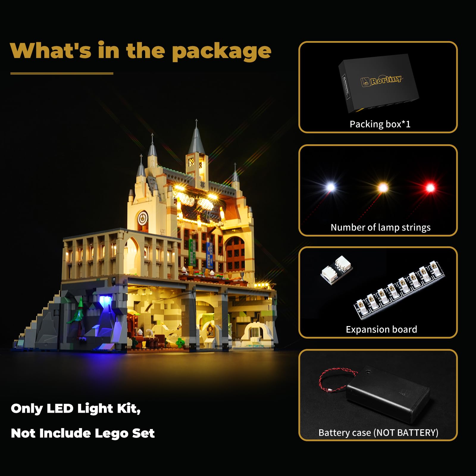 LED Lighting Kit for Lego Harry Potter Hogwarts Castle, Creative Light for Lego 76435 The Great Hall (Lights Only, No Lego Models)