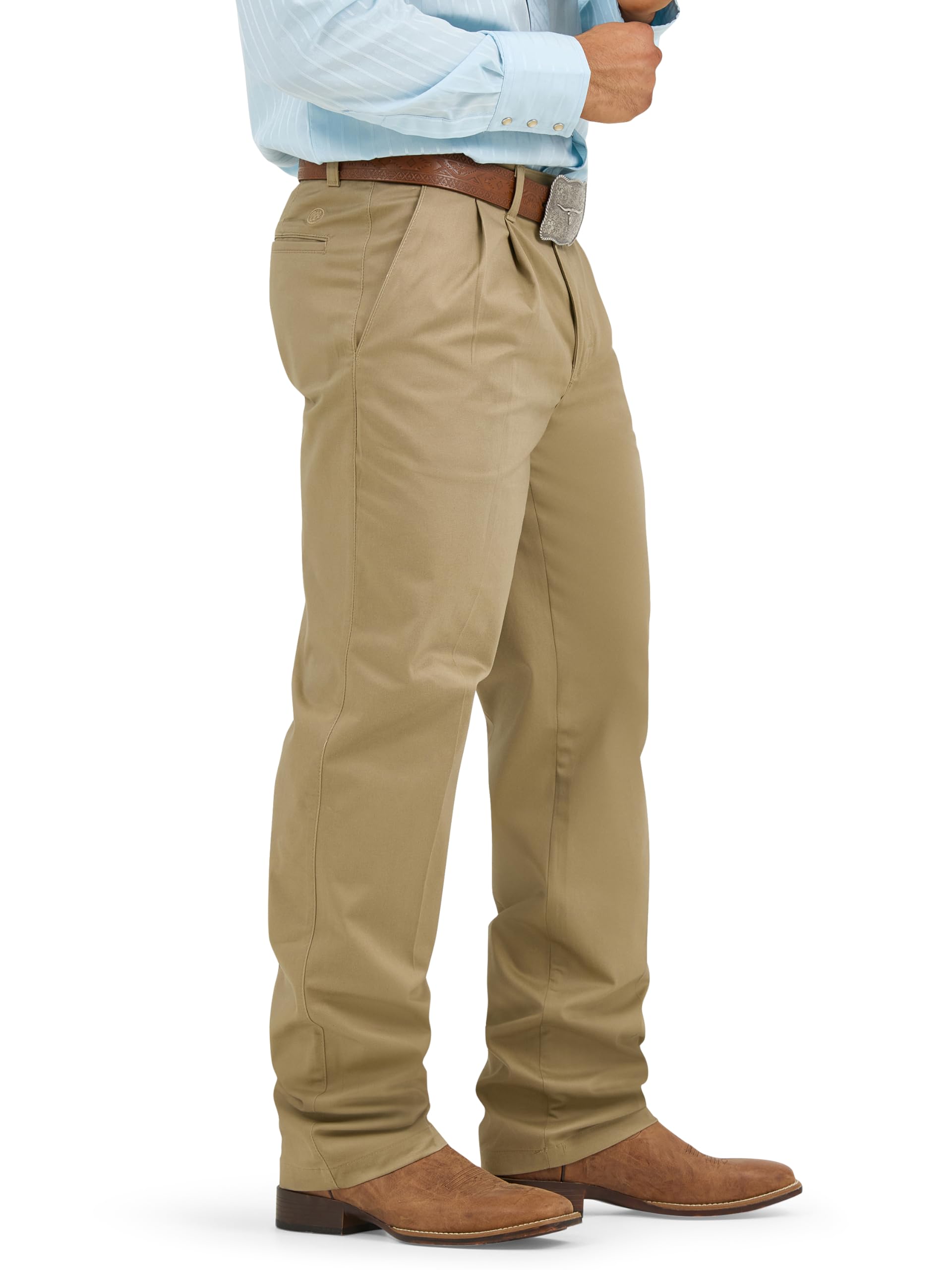 Wrangler Herren Riata Freizeithose mit plissierter Passform Hose, Khaki, 36W / 30L – Ansicht 2