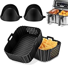 2 Air Fryer Accessories for Ninja Dual 9.5L, Silicone Air Fryer Mould for Ninja Double Stack xl 9.5L SL400EU, Silicone Airfryer Dish for Foodi Max 9.5L AF400EU/ 7.6L AF300EU