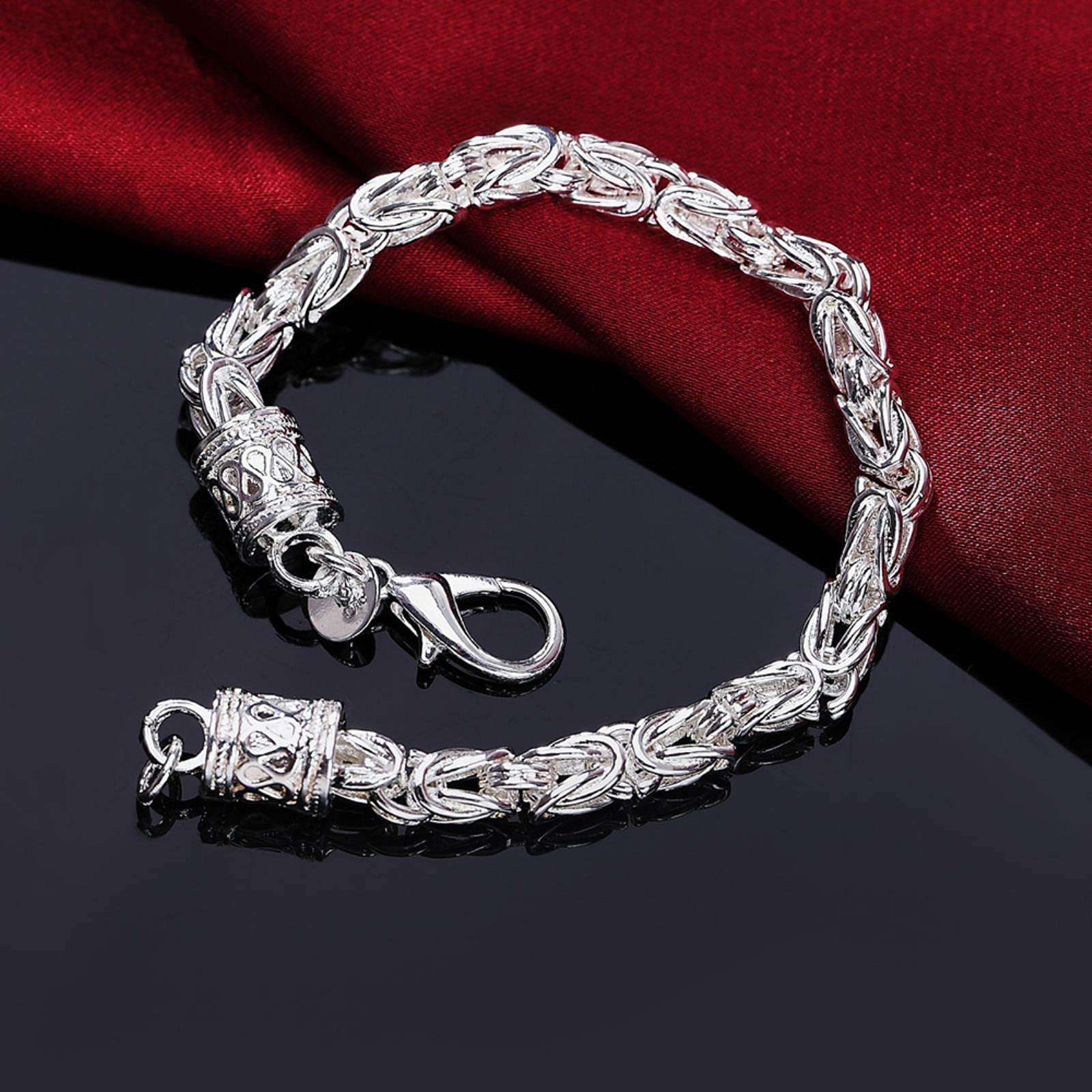 JIJIBA JIJIBA 925 Plata de Ley Pulsera para Mujer Hombre Fiesta de Boda Moda Fina Joyería Temperamento