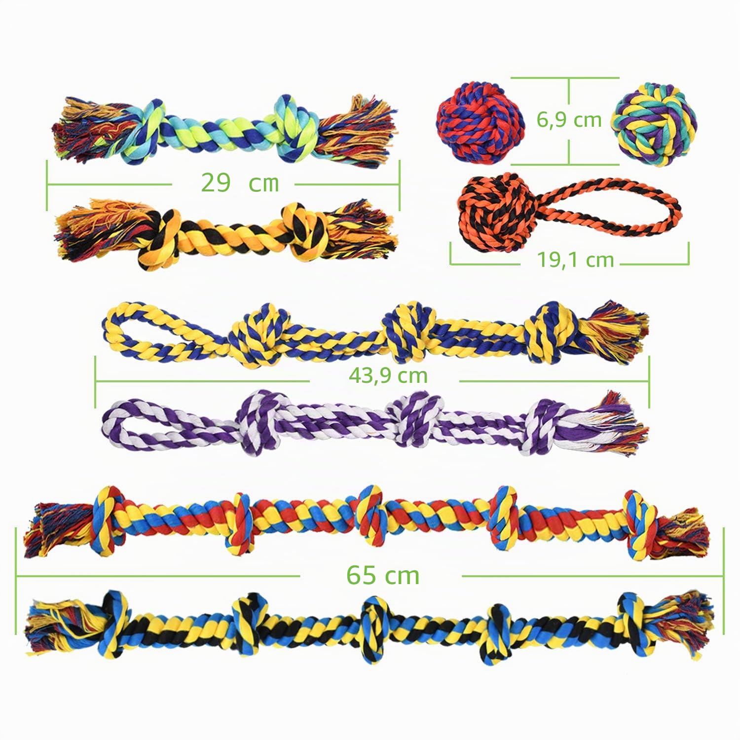 Grand Tough Chewing Convient à la Mastication Tyrannique Gros Chien Heavy Duty Dental Rope Set pour Chien de Taille Moyenne, 5 Noeuds Indestructible Coton Chiot Molaire