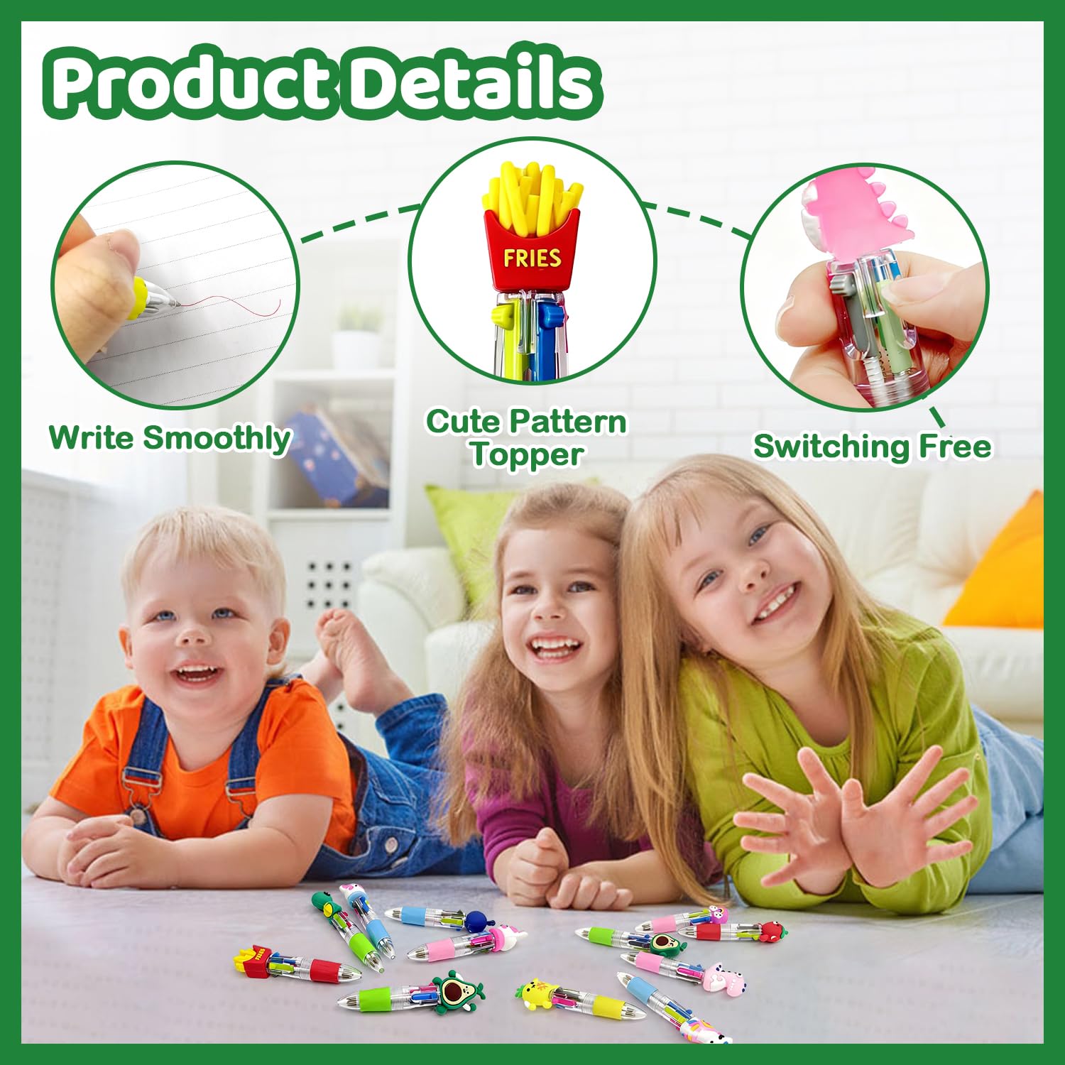 Set De 12 Bolígrafos 4 En 1 Mini Multicolor Con Personajes De Dibujos Animados | Bolígrafos Retráctiles Divertidos Para Niños | Regalos De Cumpleaños Y Vuelta Al Cole