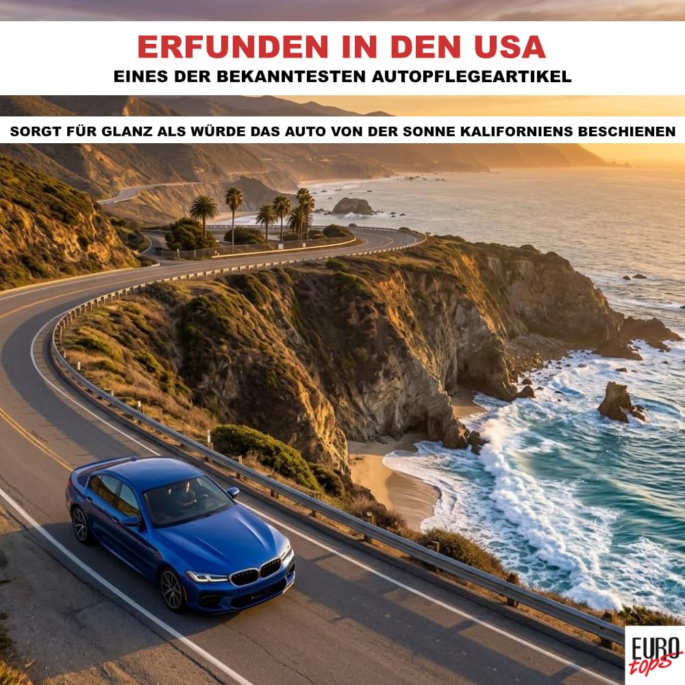 EUROtops Profi Car Duster – Cepillo de mano ideal para polen y limpieza de coche sin agua, flecos encerados, fibras de algodón, mango largo, conocido en Estados Unidos