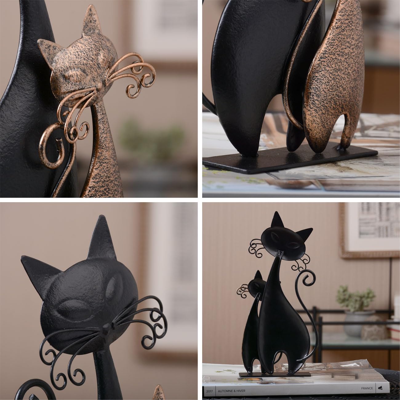SEINHIJO Gatto Scultura Statua Moderna Statuetta Decorazione Animale Figurina Regali Casa Ornamento Soprammobili Metal Arte 24cm