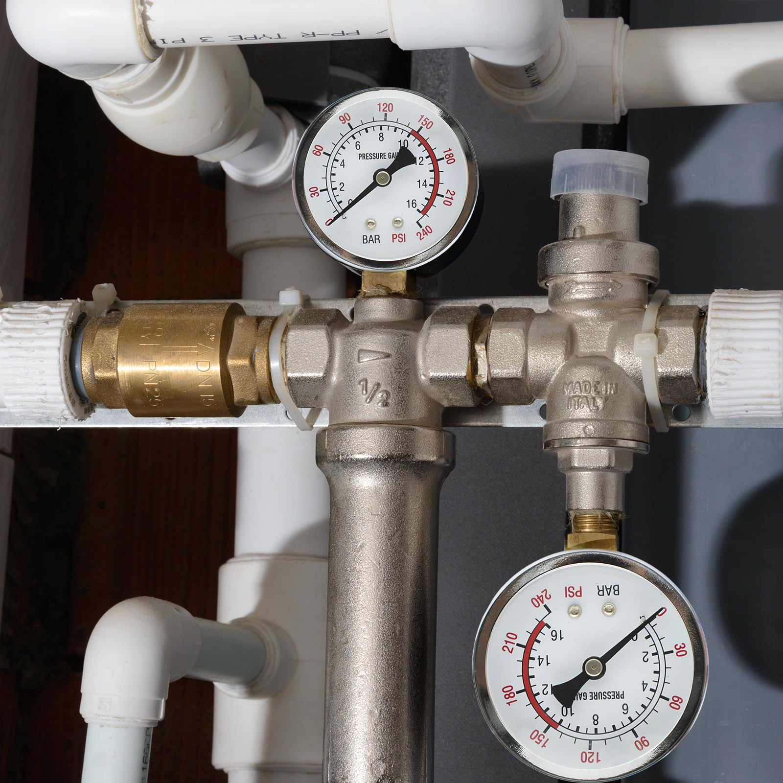 Manomètre Y60 0–16 Bar avec cadran 60 mm, filetage BSP G1/4, indicateur de pression eau air chauffage compresseur, affichage bar/psi analogique montage vertical