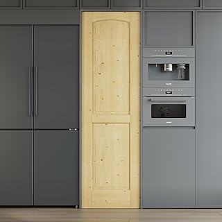 24x80 2 Panel Arch Top Solid Core Wood Door Slab, Interior Doors for Hom...