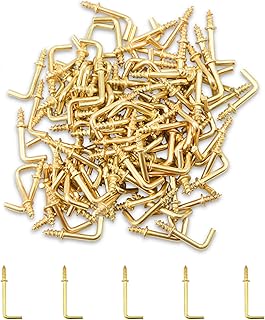 LEONTOOL 100 PCS Right Angle Screws Hook 1/2 Inch 7-Shaped Screw Self-Tapping Screws L Shape Hooks L Shape Nail Hook Fastener Accessories for Hanging Home / Workplace / Office