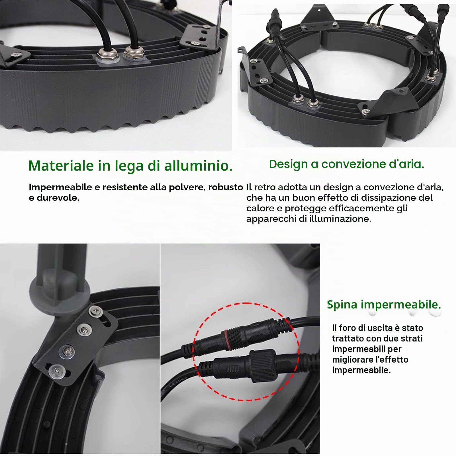 Luce dell'albero dell'anello all'aperto Luce circolare per alberi di palma da esterno a 7 colori, cambio colore automatico in 5 secondi, AC220V, faretto LED da giardino(6 SETS)