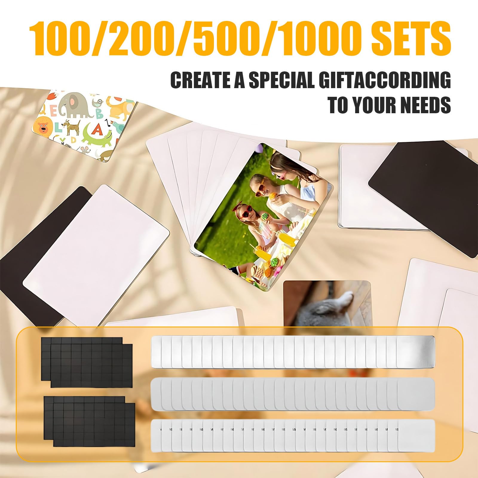 100/200/500/1000 Zestawów Materiały Kartonowe Kwadratowe Materiały Magnetyczne Odpowiednie Do Fotomagnesów Na Lodówkę 2,1x 3,15 Cala/2,56x 3,54 Cala DIY Magnesy Na Lodówkę(200sets,65x90mm)
