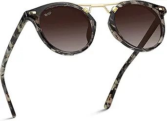 WearMe Pro - Polarized Round Vintage Retro Mirrored Lens Women Metal Frame Sunglasses