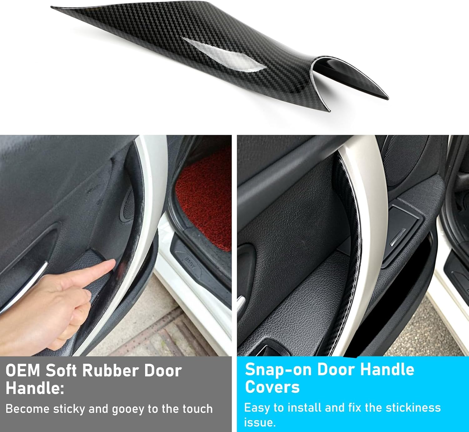 Jaronx Compatible with BMW Door Handles Covers for 320i,328i,330i,335i F34 GT/428i,435i,430i F32 F33 F36 F82,4PCS Left and Right Side Interior Door Pull Handle Covers(NOT FIT F30 F31 F80)