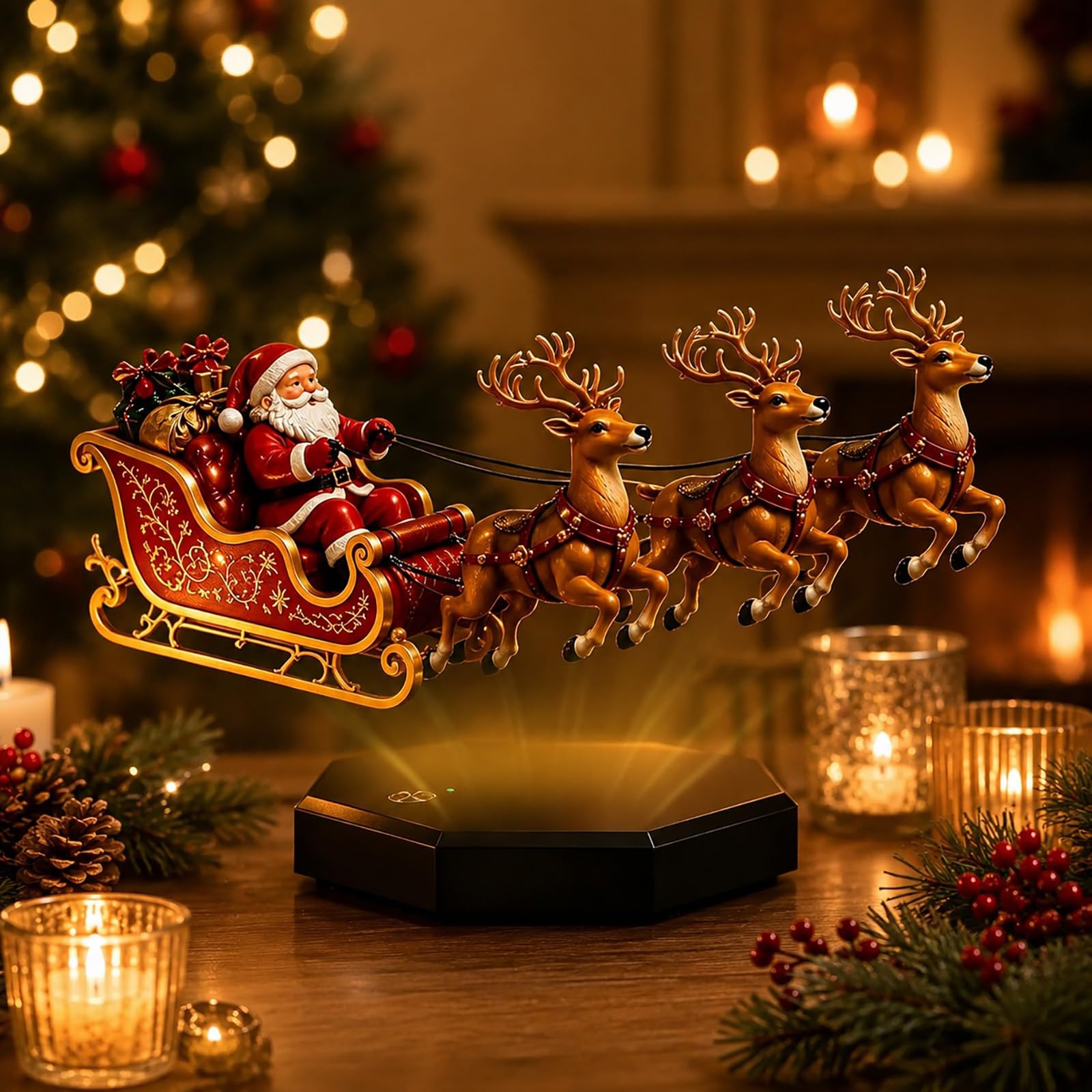 Floating Santa Sleigh, Santa's Flying Sleigh Magnetic Levitation Christmas (B(Levitation）)