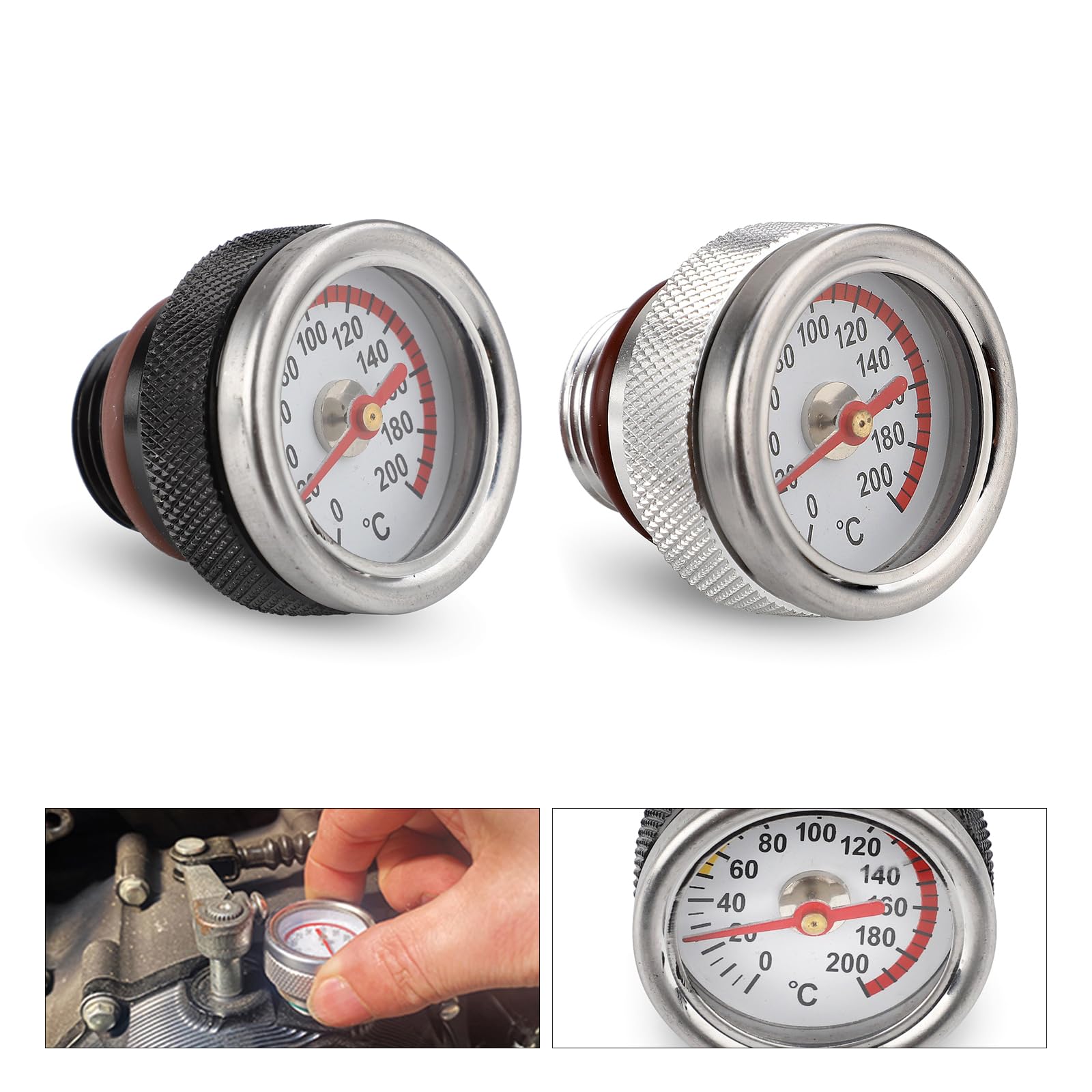 Jauge de température d'huile de moto, bouchons de remplissage M20 x 1,5 pour valves de moteur de 0 à 200 ℃
