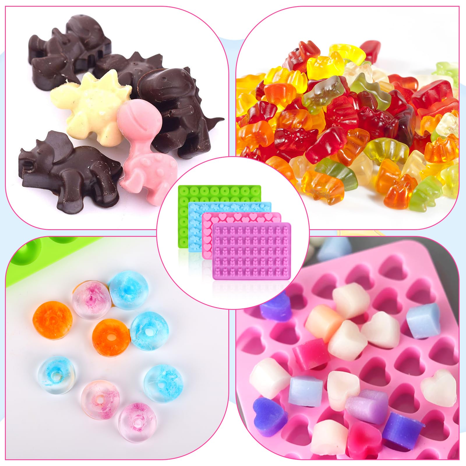 Stampi Silicone Per Caramelle Gommose - 4 Forme Diverse Con Contagocce - Foto 7