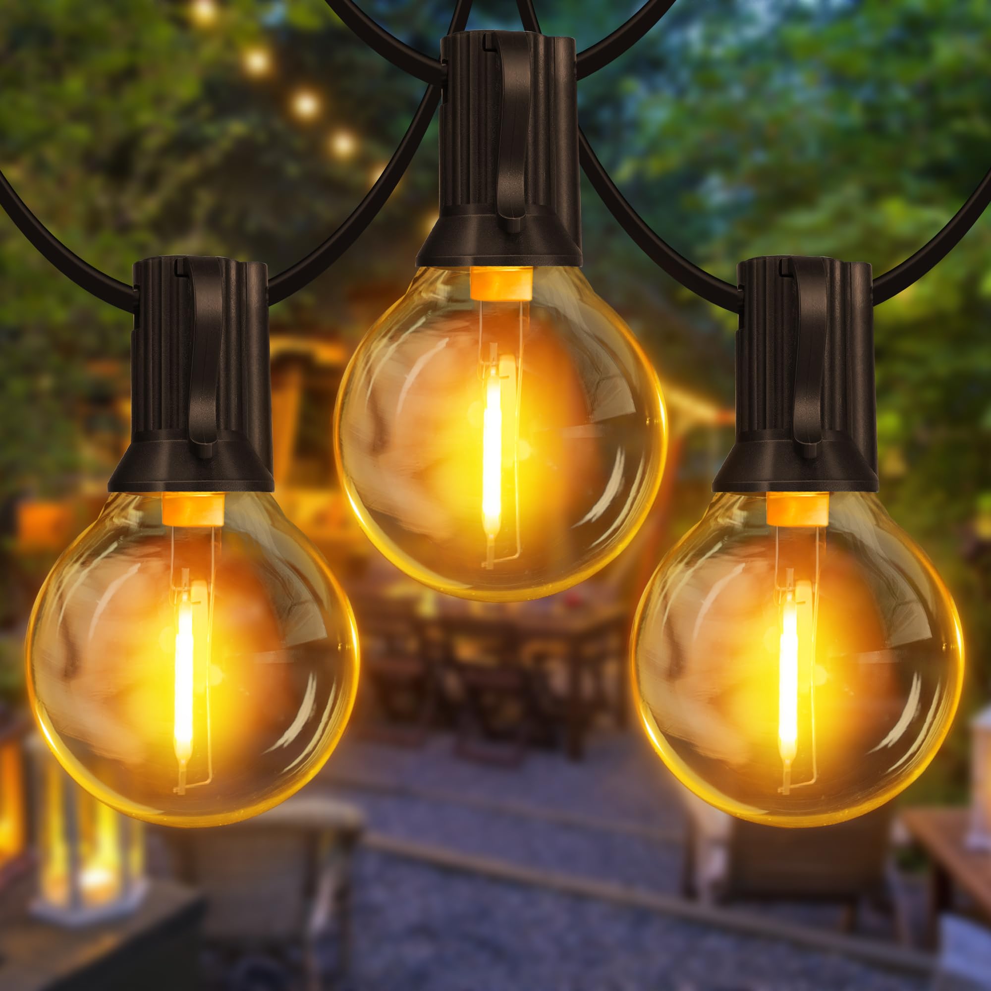 Ollny Lichterkette Außen 5M, Lichterkette Outdoor mit 13+1 G40 Glühbirnen Lichterkette, wasserdicht LED Lichterkette außen für Garten, Camping, Pavillon, Terrasse, Hochzeit