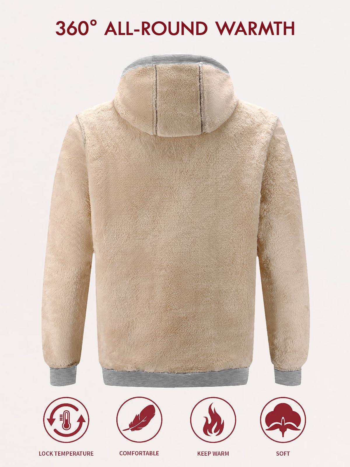 Tansozer Hommes Capuches Chaudes Doublées en Polaire Sweatshirts d'hiver à Capuche Thermique Pullover