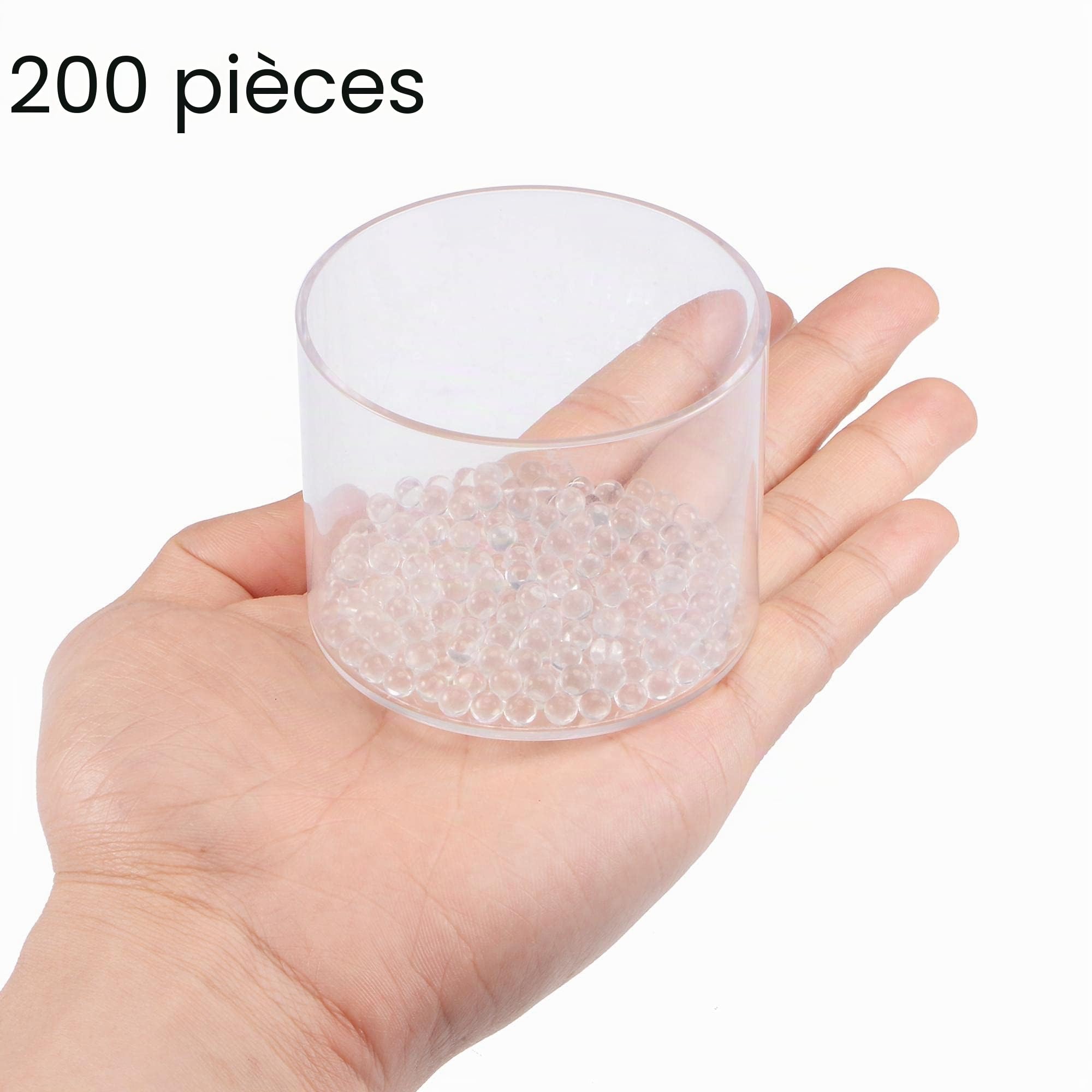 sourcing map 5mm Solide Rond Transparent Verre Bille Bouillantes Pierres Soda Chaux Verre Perles 200pcs